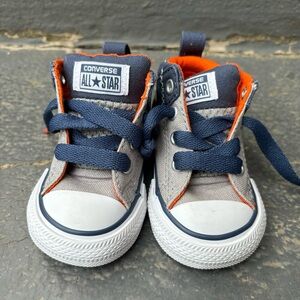 Converse All Star Baby Blue and Orange High Top Sneakers